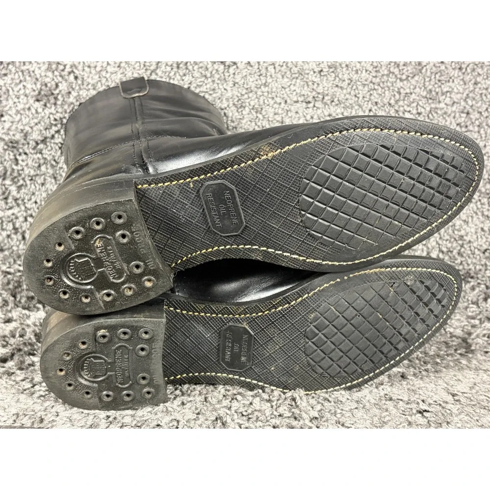 Vintage Biltrite Neoprene Motorcycle Boots Black Leather Made in USA Mens 10.5 D